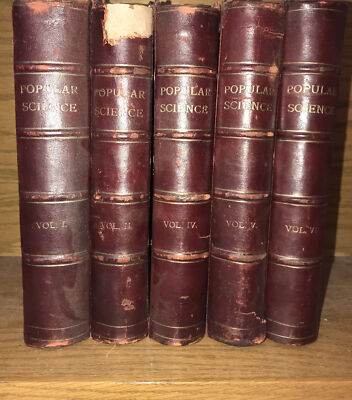 LEATHER Set; POPULAR SCIENCE! Massive Poor Chipped Not Complete First Edition-image