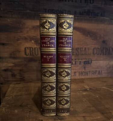 Circa 1873 Leather Book Set OLD COURT LIFE IN FRANCE Frances Elliot -image