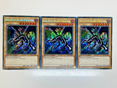 Yugioh - 3x Red-Eyes Black Dragon - SBC1-ENF01 - Secret Rare - 1st Edition-image