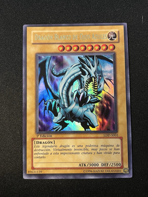 2002 Yugioh BLUE-EYES WHITE DRAGON LOB-001 LDD-S001 Spanish 1st Edition-image