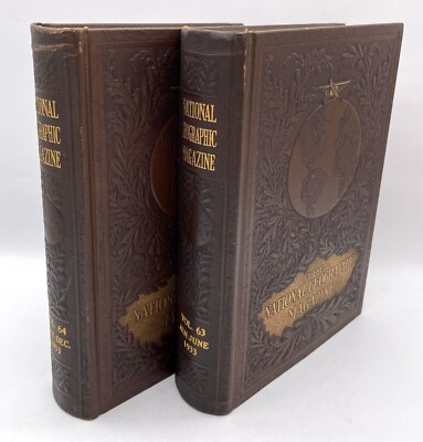 1933 - National Geographic Leather Bound Albrecht Collection, Volume 63 & 64 Set-image