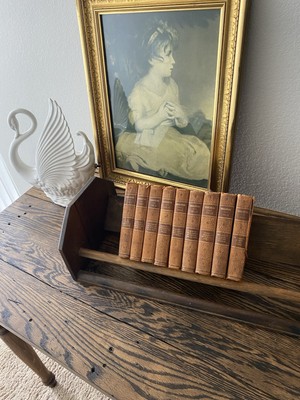 Early 1900's 9 Volume William Shakespeare Leather Book Set Antique Shakespeare-image