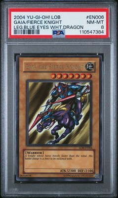 2004 YU-GI-OH! LOB-LEGEND OF BLUE EYES WHITE DRAGON GAIA THE FIERCE KNIGHT PSA 8-image