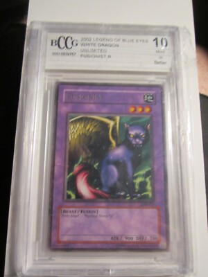 2002 YU GI OH CARD LEGEND OF BLUE EYES WHITE DRAGON BCCG GRADED 10 MINT-image