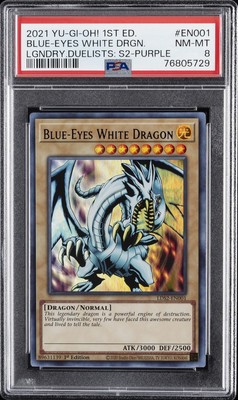 2021 YU-GI-OH! LEGEND DUELISTS: SEASON 2 #EN001 BLUE-EYES WHITE DRAGON PSA 8-image