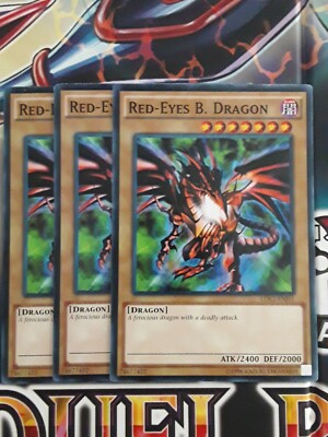 Yugioh! Red Eyes B. Dragon LDK2 x3 Playset NEW Common Unlimited -image