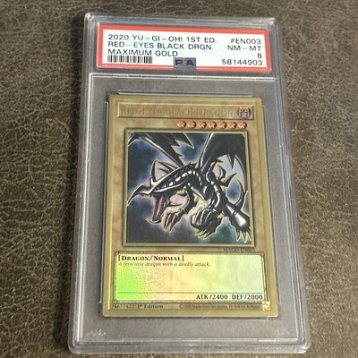 YU GI OH PSA 8 RED-EYES BLACK DRAGON MAGO-EN003 1st FIRST EDITION MAXIMUM GOLD-image