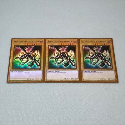 Yugioh Red Eyes Black Dragon MAGO Maximum Gold Rare 1st Edition 3 Card Set NM-image