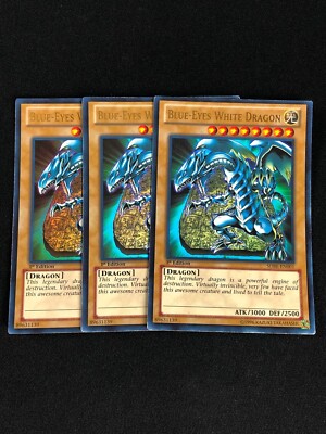 YUGIOH BLUE EYES WHITE DRAGON SDBE-EN001 1ST ULTRA PLAY/EDGEWARE X3-image