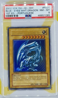 2002 Yu-Gi-Oh! Blue-Eyes White Dragon SDK-001 DIK-P001 1st Edition Ultra R PSA 8-image