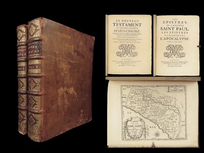 1688 BIBLE Illustrated MAPS 2v SET Denis Amelote French NT Catholic Church-image