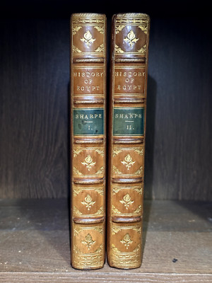 1859 History Of Egypt Samuel Sharpe 2 Vol Set Complete RARE FINE LEATHER BINDING-image