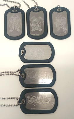 Lot of 6 Vintage Yu-Gi-Oh! Collectible Dog Tags Red Eyes Black Metal Dragon +++-image