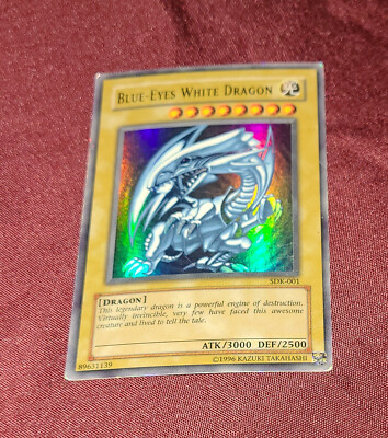 blue eyes white dragon sdk holo foil yugioh card rare-image