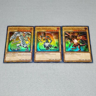 Yugioh Blue Eyes White Dragon + Dark Magician + Red Eyes HAC1 DT Ultra Rare Set-image