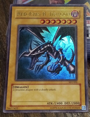 Yugioh Red-Eyes Black Dragon SDJ-001 Unlimited Edition Holo Rare Yu-Gi-Oh Mint! -image