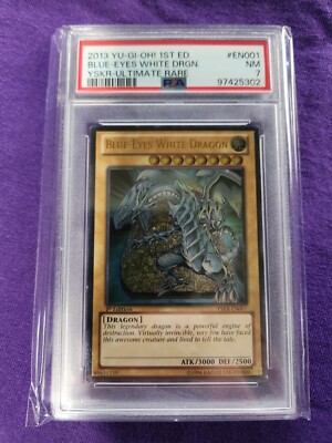 Blue Eyes White Dragon 1st Edition Ultimate Rare YSKR-EN001  Yugioh PSA 7-image