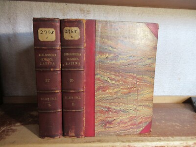 Old SILIUS ITALICUS PUNICA Leather Book Set 1823 PUNIC WAR ANCIENT ROMAN LATIN +-image