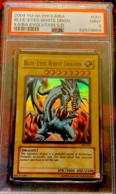 2004 YU-GI-OH! SKE-001 BLUE-EYES WHITE DRAGON-PSA 9 -SUPER RARE-FRESHLY GRADED!-image