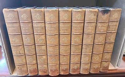 John Greenleaf Whittier ’s Works Samuel Pickard 1894 9 Volume Set Leather-image