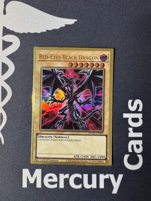 YuGiOh TCG 1x Red-Eyes Black Dragon - 1st Edition - Gold Rare - MGED-EN003 LP-image
