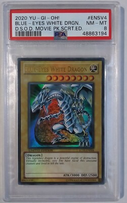 2020 YU-GI-OH BLUE EYES WHITE DRAGON D.S.O.D. MOVIE PACK SECRET EDITION PSA 8 NM-image