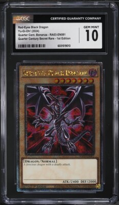 2024 Yu-Gi-Oh! Red-Eyes Black Dragon RA03-EN081 Quarter Century Rare CGC 10-image