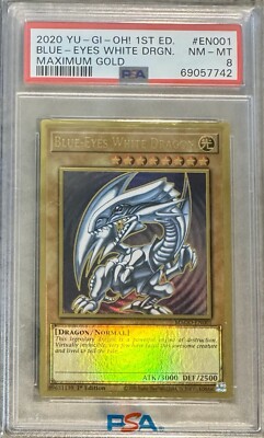 Yu Gi Oh PSA 8 Blue-Eyes White Dragon Mago-En001 Maximum Gold Eng 1st Ed.-image