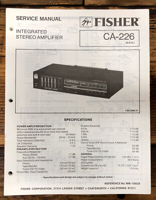 Fisher CA-226 Amplifier  Service Manual *Original*-image