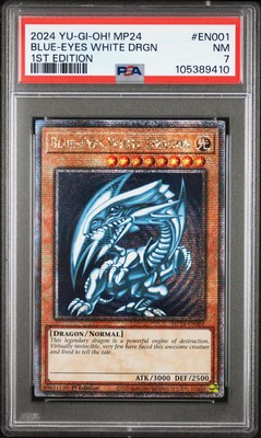 2024 YU-GI-OH! MP24-25TH ANV TIN: DUELING MIRRORS BLUE-EYES WHITE DRAGON PSA 7-image