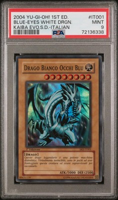 Yu Gi Oh Blue Eyes White Dragon Ske-it001 PSA 9 Kaiba Deck 1st Edition ITA-image
