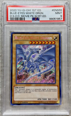Yugioh Card Blue-Eyes White Dragon Secret Rare PSA 9 Mint, MVP1-ENS55 2020-image