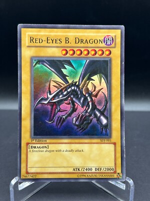 Red Eyes B. Dragon SDJ-001 1st Edition Yu-Gi-Oh! TCG Rare Vintage Card-image