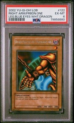 2002 Yugioh Right Arm of the forbidden one Blue Eyes White Dragon PSA 6 EX-MT-image