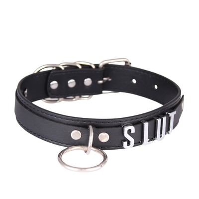 DIY Collar Choker YES SIR Necklace BDSM Gift Custom Circle Pendant Pu Leather-image