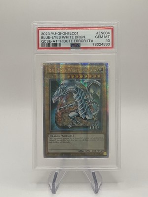 PSA 10 Yugioh Blue-Eyes White Dragon LC01-EN004 Quarter Century Rare Error 25th-image