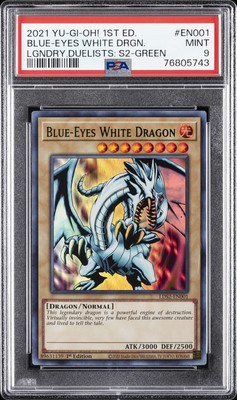 2021 YU-GI-OH! LEGEND DUELISTS: SEASON 2 #EN001 BLUE-EYES WHITE DRAGON PSA 9-image