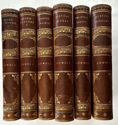 James Lowell’s Works 1889 Fine 6 vol leather set political issues Lincoln-image