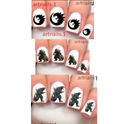 Godzilla Nails Kaiju Cosplay Costume SET Nail Art 150+ Decals Salon Polish Mani-image