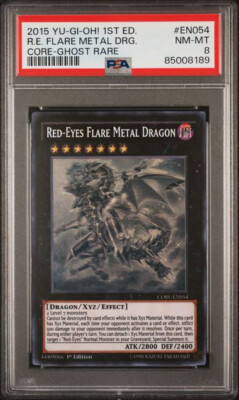 2015 YU-GI-OH! RED-EYES FLARE METAL DRAGON CORE-EN054 1ST ED GHOST RARE - PSA 8-image