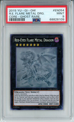 YUGIOH CORE-EN054 RED-EYES FLARE METAL DRAGON GHOST RARE PSA 9 MINT #68828109-image