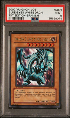Yugioh PSA 9 MINT Spanish Blue-Eyes White Dragon LDD-S001 (LOB-001) 1st Edition-image