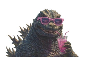 Godzilla Beach Stroll Vinyl Car Decal Sticker – Waterproof & UV-Resistant-image