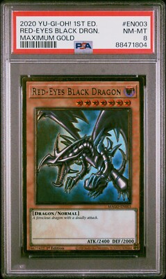 Yu-Gi-Oh! TCG Red-Eyes Black Dragon Maximum Gold MAGO-EN003 1st Edition PSA 8-image