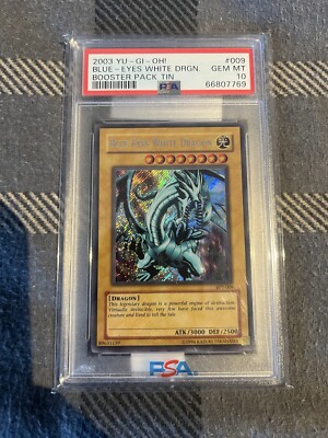YUGIOH BPT-009 BLUE EYES WHITE DRAGON SECRET RARE PSA 10 GEM MINT HOLO BLEED-image