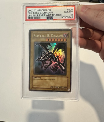 PSA 8 - Red-Eyes B. Dragon LOB-070 Original 2002 Unlimited Edition Ultra Rare-image