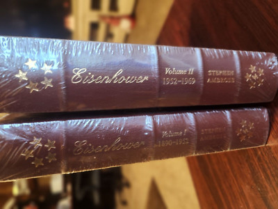 EISENHOWER 2 Volume Set STEPHEN AMBROSE EASTON PRESS VG Full Leather SEALED NOS-image