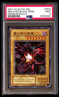 PSA 9 Mint Red-Eyes Black Dragon P5-01 Premium Pack 5 2001 Japanese Graded Card-image