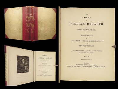 1833 William Hogarth Illustrated ART Political Hudibras Rakes Progress 2v SET-image