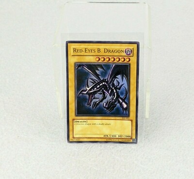1996 Yu-Gi-Oh YuGiOh Holo Card Red-Eyes Black Dragon SDJ-001 English Artwork   3-image